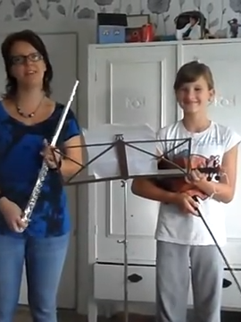 2011-06-30 Nathalie and Nona playing for grandmas 90th